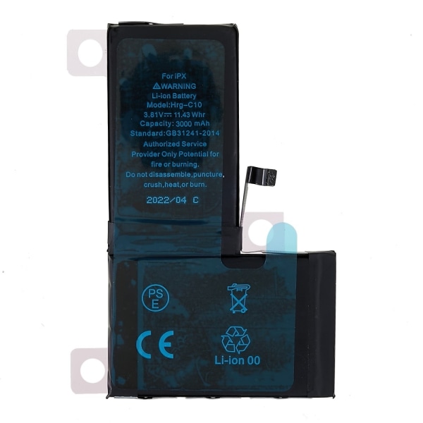 För iPhone X 3.81V 3000mAh Li-ion-batteri med tejpdekal Svart