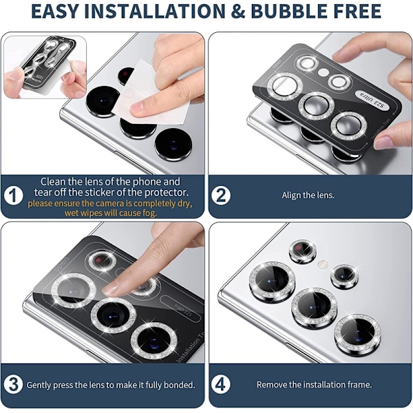 ENKAY Til Samsung Galaxy S25+ Kamera Linsebeskytter Hærdet Glas Glitter Black