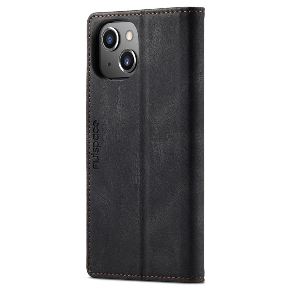 AUTSPACE A01 Retro tegnebog taske til iPhone 13 - sort Black