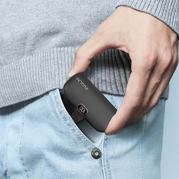 KUULAA 18W 5000mAh bærbar telefonoplader USB - C 2 porte Black