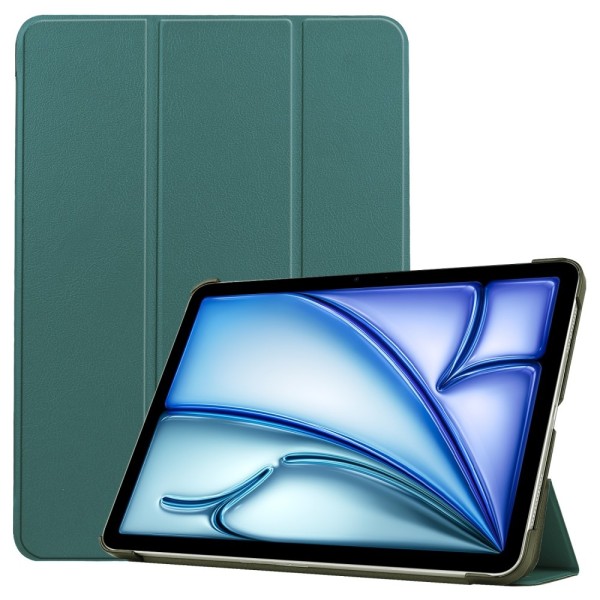 Til iPad Air 11 (2024) Etui Tre-fold Stativ Tablet Cover - Grøn Green