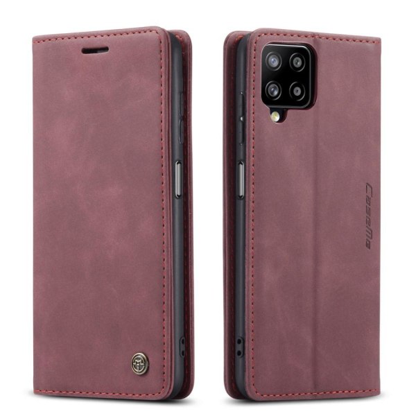 CASEME Retro Lompakkokotelo Samsung Galaxy A12 - Viininpunainen Red