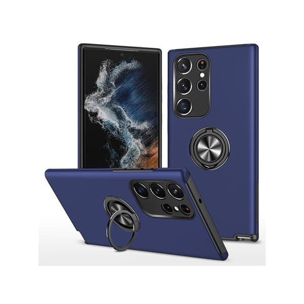 Til Samsung Galaxy S26 Ultra Hybriddeksel med Ringholder og Stativ Blue