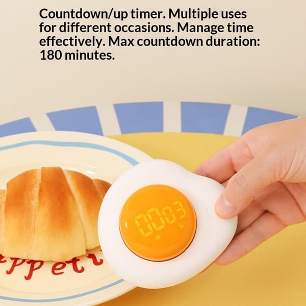 Magnetisk egg Timer kjøkkentimer med forover/bakover-modus matlaging studie arbeid White