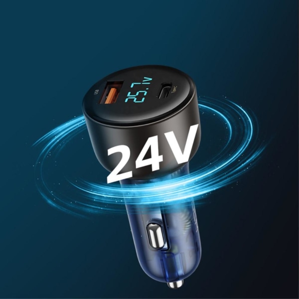 ROCK H16 72W Mycket Snabb Billaddare Laddare USB-C + USB 2 Port Svart