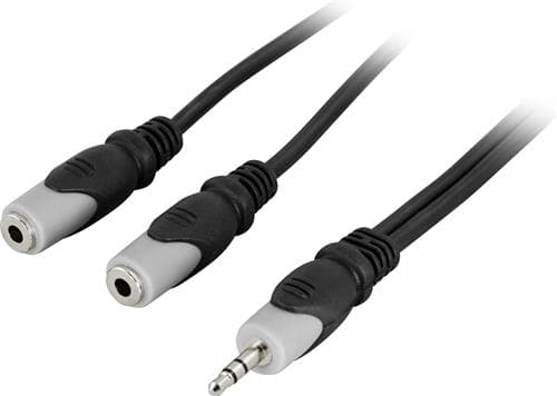 Deltaco 3,5 mm hann til 2 kvinnelig lydsplitterkabel 50cm Black