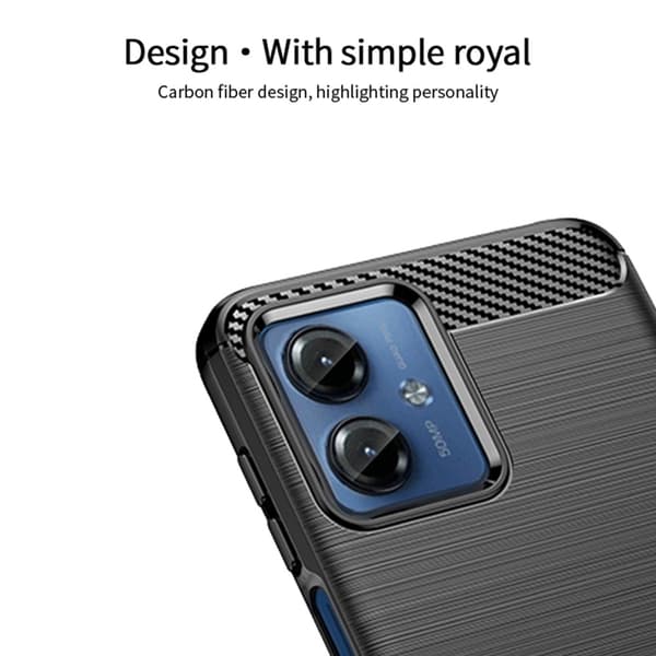 MOFI Motorola Moto G14 Kulfiber tekstur Etui Børstet - Sort Black