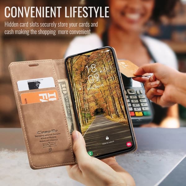 CASEME Retro Lompakkokotelo Samsung Galaxy S25 Edge Brown