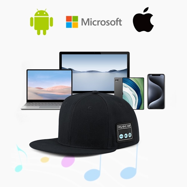 YX2 Hatt Keps Trådlös Bluetooth-hörlur Musik Högtalare Smart Cap Svart