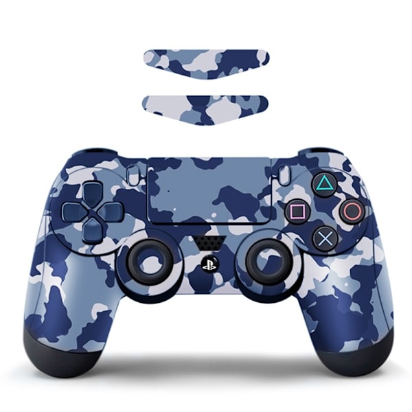 Til Sony PS4 / PS4 Slim Game Controller Decal Aftagelig - Blå Camouflage Blue