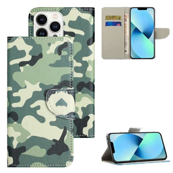 IPhone 15 Pro Max Lompakkotelineen kotelo Puhelimen kansi - Naamiointi Green