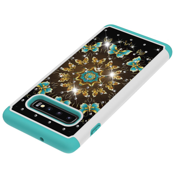 Samsung Galaxy S10+ Pattern PC TPU Phone Shell - Pretty Butterflies Black