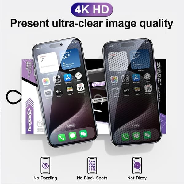 For iPhone 17 Pro Max Anti-Spy Privacy Skjermbeskytter i Herdet Glass Black