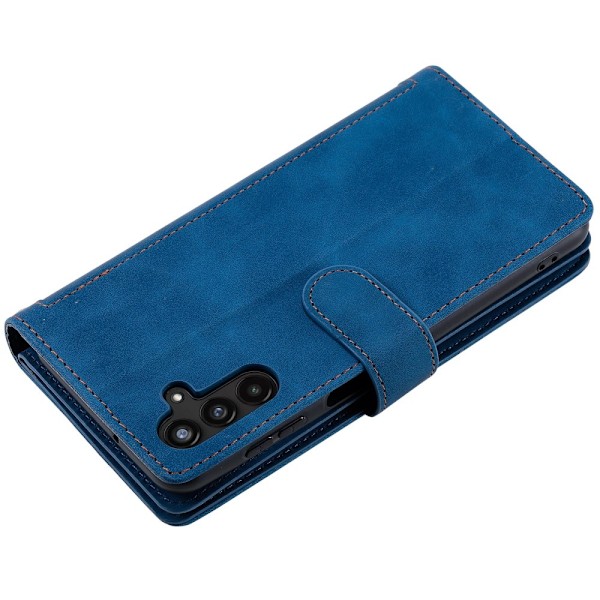 Til Samsung Galaxy S24 FE Etui med Lynlåslomme og 9 Kortlommer i PU-læder – Blå Blue