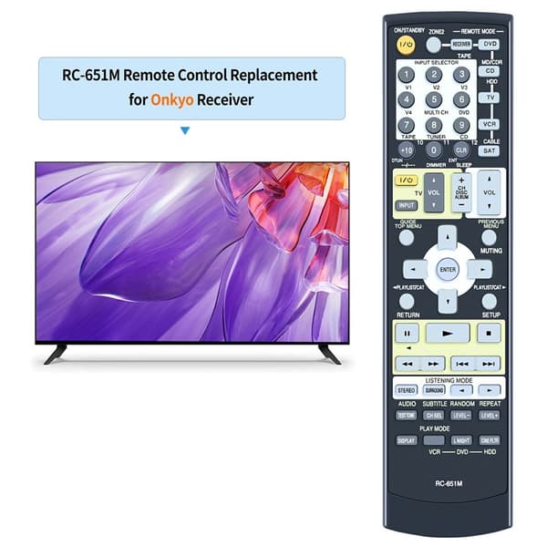 Fjernkontroll Utskiftning for RC-651M for Onkyo AV-receiver Black