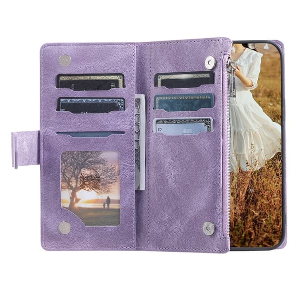 Til Google Pixel 10 Pro XL Zipper Wallet Case Rhombus Telefoncover Purple