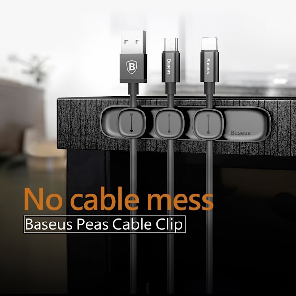 Magneettinen kaapelipidike USB-johdon pidike Wire Organizer Kaapelin hallinta Black