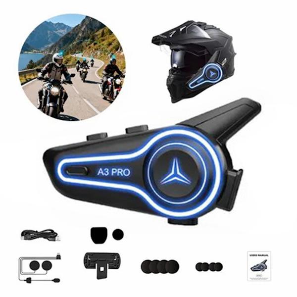 Hjälm Motorcykel Bluetooth Intercom Headset IP67 Vattentät 1000m räckvidd Svart