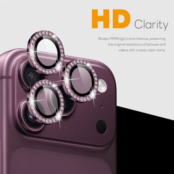 NORTHJO Kameralinsebeskytter med rhinestone ring til iPhone 18 Pro / 18 Pro Max Purple