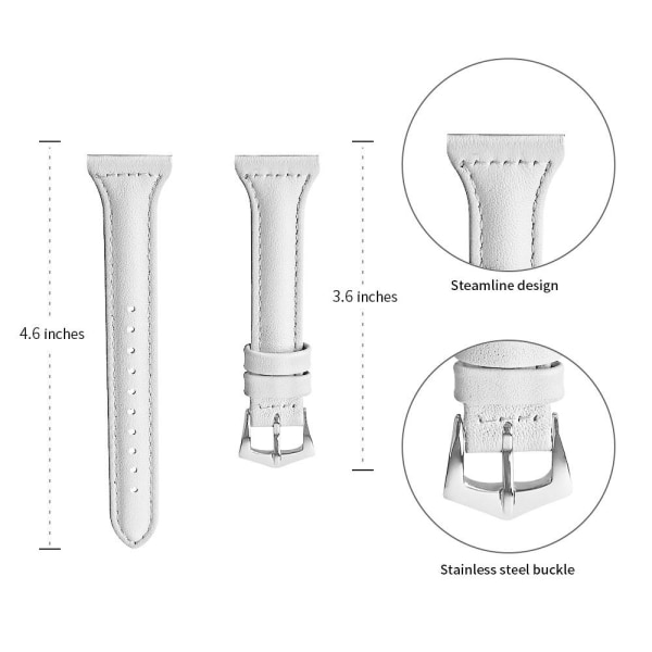 Xiaomi Mi Watch 18 mm klockarmband i äkta läder - Vit Vit