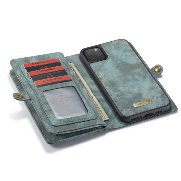 CASEME iPhone 11 Pro Max Retro Split läder plånboksfodral - Blå Blå