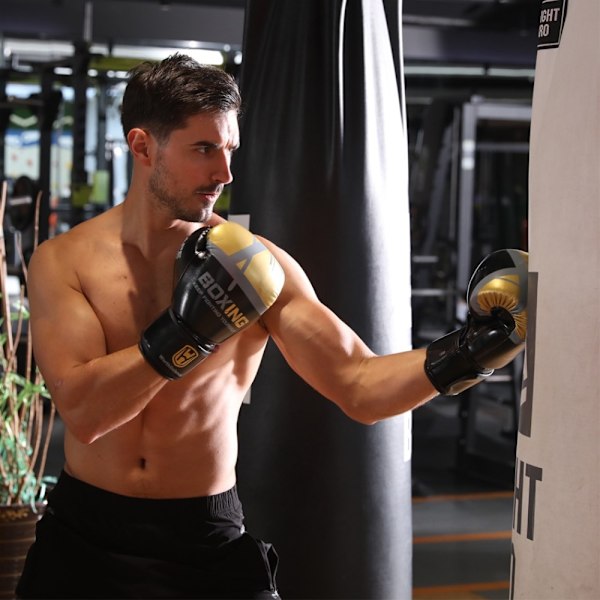 WOSWEIR 1 par 12oz Boxningshandskar Kickboxning Träning för vuxna - Vit/Guld Vit