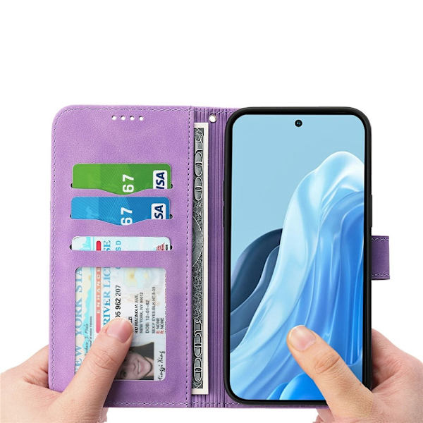 DIERFENG For Google Pixel 10a Wallet Case with Stand and Wrist Strap Purple