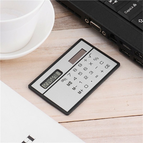 Ultratunn soldriven fickkalkylator Miniräknare 8 siffror Touch Calculator - Silver Silver