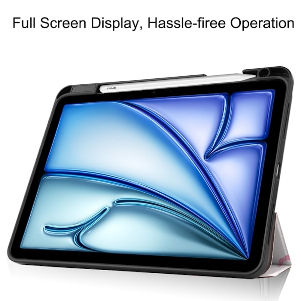 iPad Air 11 (2024) Kolminkertainen Teline Tabletin Suojakuori Kynäpidikkeellä - Girl Multicolor