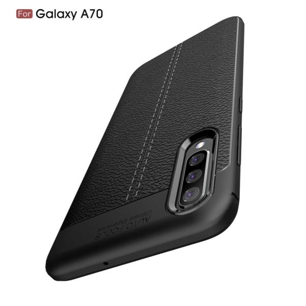 Till Samsung Galaxy A70 TPU-skal Litchi Grain Svart