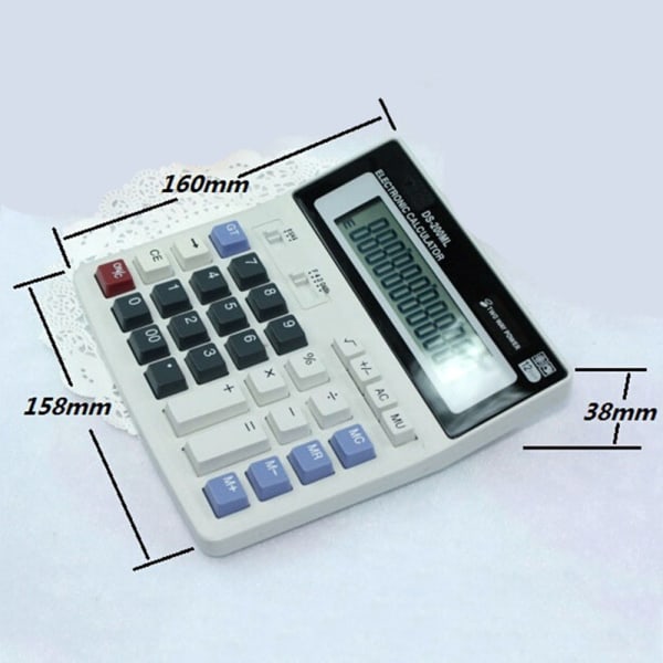 DS-200ML Solar og batteri Dobbelt strømforsyning Desktop Calculato White