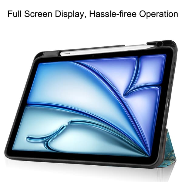 Til iPad Air 11 (2024) Etui Tre - fold Stativ Tablet Cover med Pen Holder - Blossom Multicolor
