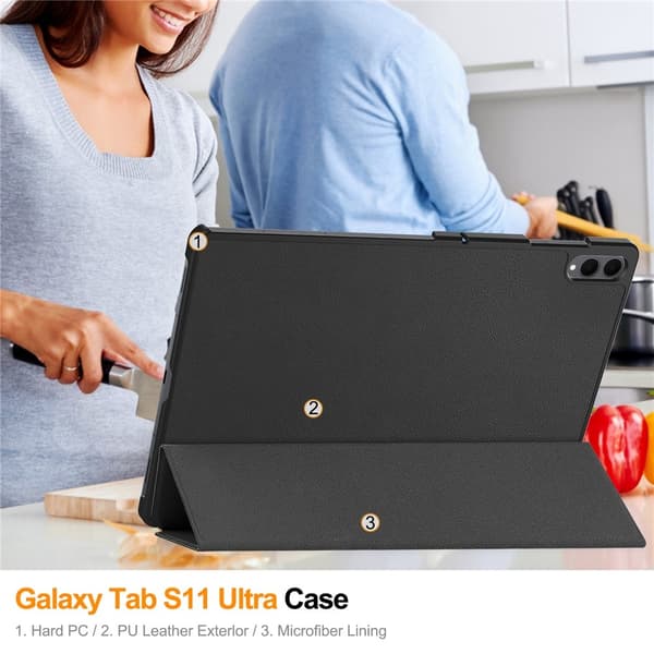 För Samsung Galaxy Tab S12 Ultra Stativfodral Stötsäkert Svart