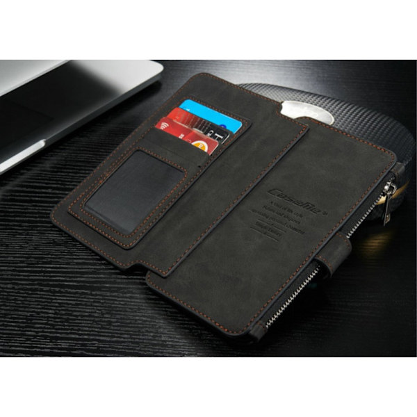 CASEME iPhone 6 / 6s Plus Retro läder plånboksfodral - Svart Black