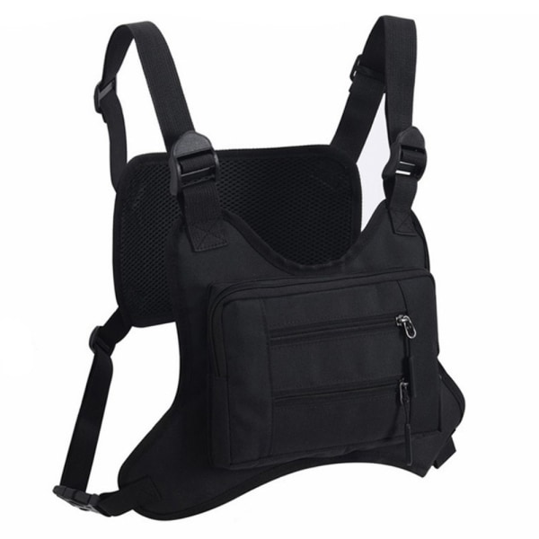 Tactical Vest Bag Vandtæt brystmavetaske med flere lommer Black