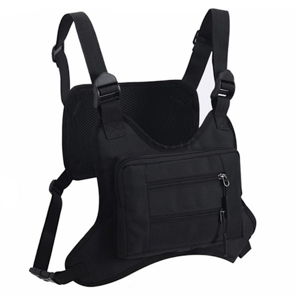 Taktisk Vest Vanntett Bryst- og Mageveske med Flere Lommer Black