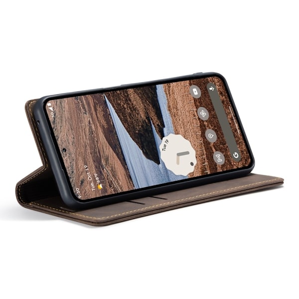 CASEME För Google Pixel 9 Pro XL Fodral Stativ Telefonfodral Brun