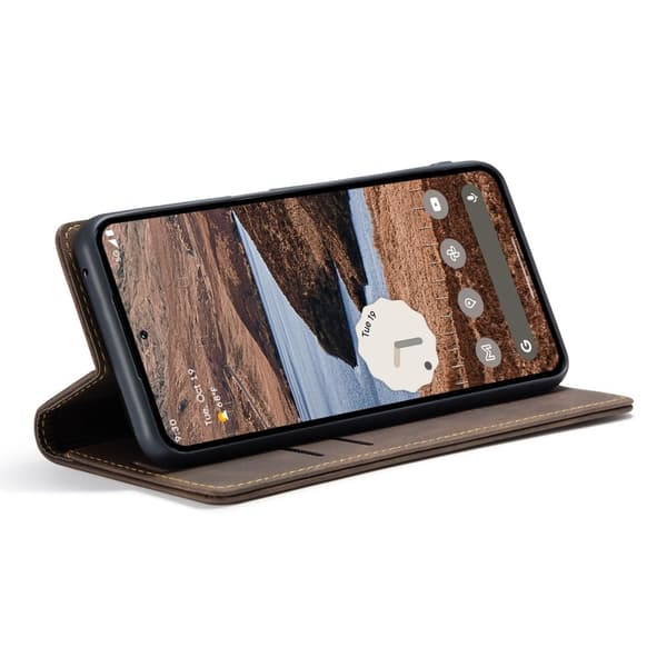 CASEME Til Google Pixel 9 Pro XL Etui Stativ Telefon Cover Brown