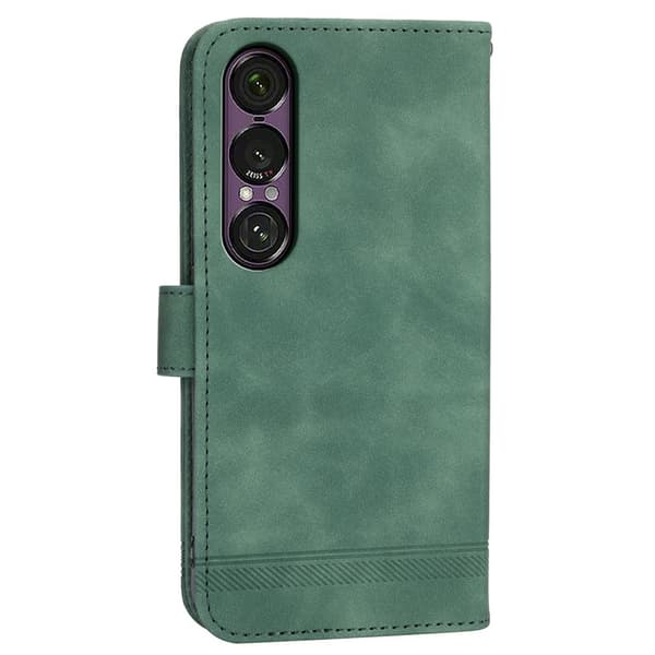 DIERFENG For Sony Xperia 1 VII Wallet Case with Stand and Wrist Strap Green