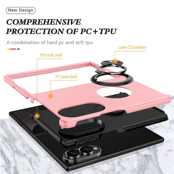 Hybridtelefonfodral med ringhållare till Samsung Galaxy Z Fold8 Rosa