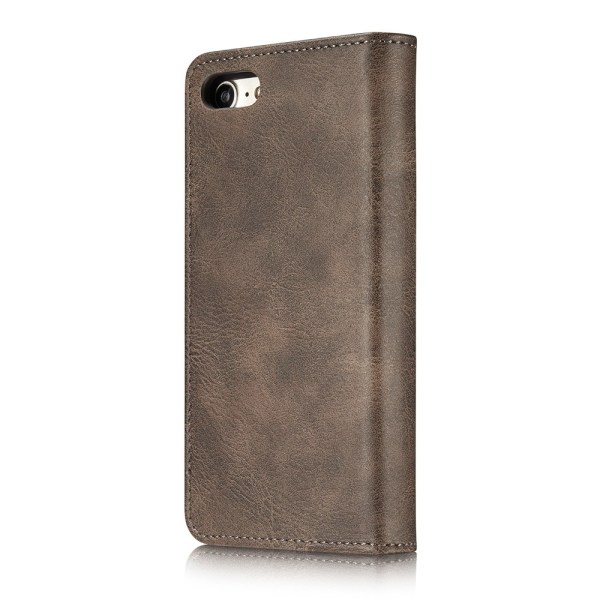 DG.MING iPhone 8/7/6 Split Läder Plånboksfodral - Coffee Black
