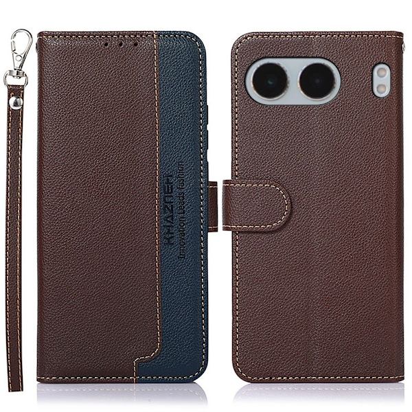 KHAZNEH OnePlus Nord 4 Lompakkokotelo Nahkainen Flip Cover Brown