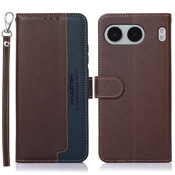KHAZNEH Til OnePlus Nord 4 Pung Telefon Etui RFID Blokerende Flip Cover Brown
