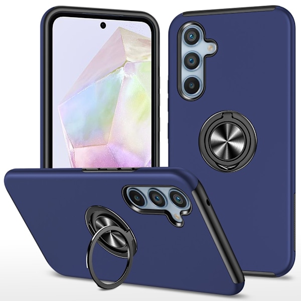 Samsung Galaxy A35 Finger Ring Stativ Hybrid Deksel Blue