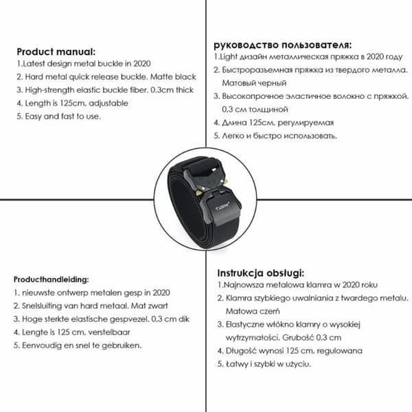 Taktisk bælte taljerem Militær nylon quick release spænde Black