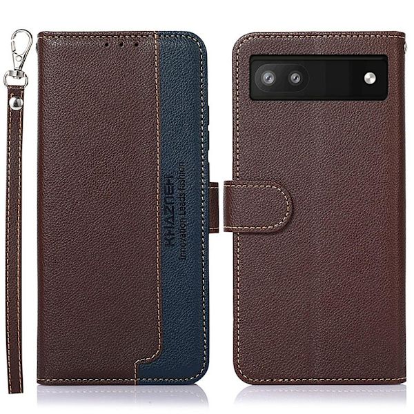 KHAZNEH Telefondæksel til Google Pixel 6a - Brun/Blå Brown