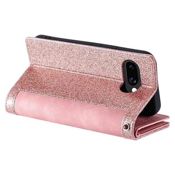 För Google Pixel 9A Fodral med Dragkedja och 9 Kortplatser – RoseGold Rosa guld