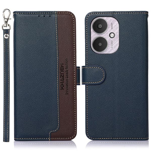 KHAZNEH Lommebok-etui for Xiaomi Redmi 13C - Blå/Brun Blue