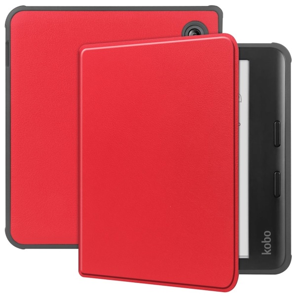 For Kobo Libra Colour Etui PU Læder + TPU E - Reader Cover Red