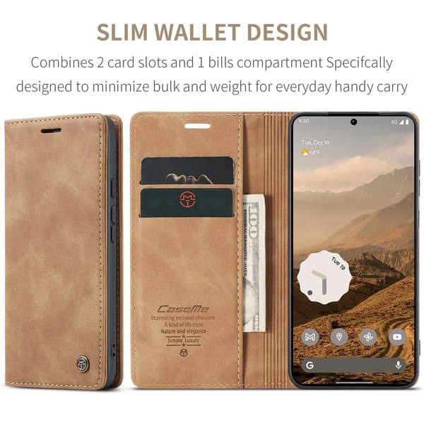 CASEME Lommebokdeksel med Stativ til Google Pixel 11 Pro XL Brown